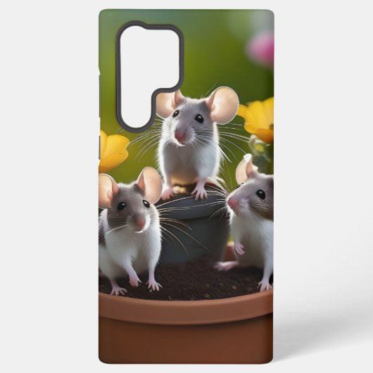 Drie Muizen In Bloempotten, Samsung Galaxy Hoesje (Achterkant)