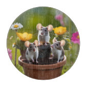 drie muizen in bloempotten, snijplank (Voorkant)