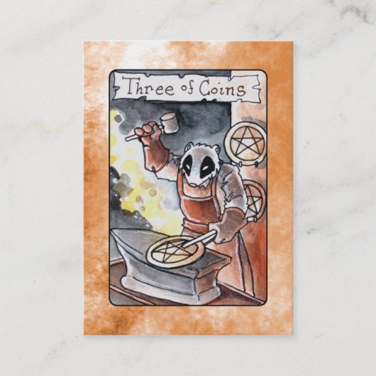 Drie munten van het Visitekaartje van Tarot (Voorkant)