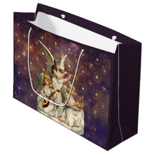 Drie Musical Angels Tegen Paarse hemel en sterren Large Cadeautasje