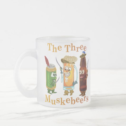 Drie muskebeers Funny Beer Pun Matglas Koffiemok (Links)