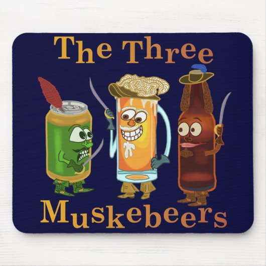 Drie muskebeers Funny Beer Pun Muismat (Voorkant)