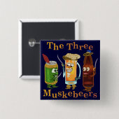 Drie muskebeers Funny Beer Pun Vierkante Button 5,1 Cm (Voorkant /achterkant)