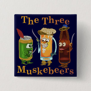 Drie muskebeers Funny Beer Pun Vierkante Button 5,1 Cm