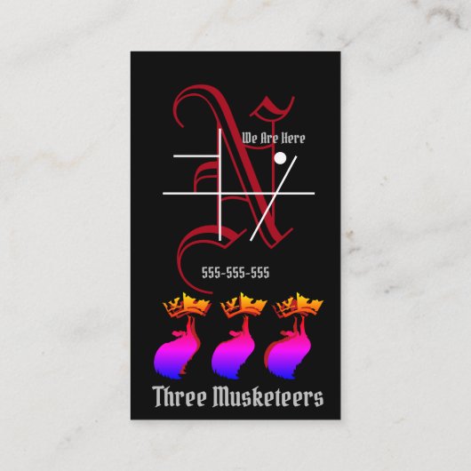 Drie muskeketers met Initiaal van Knight Visitekaartje (Achterkant)