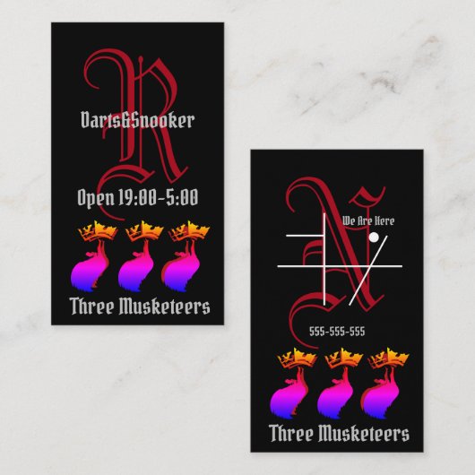 Drie muskeketers met Initiaal van Knight Visitekaartje (Voorkant / Achterkant)