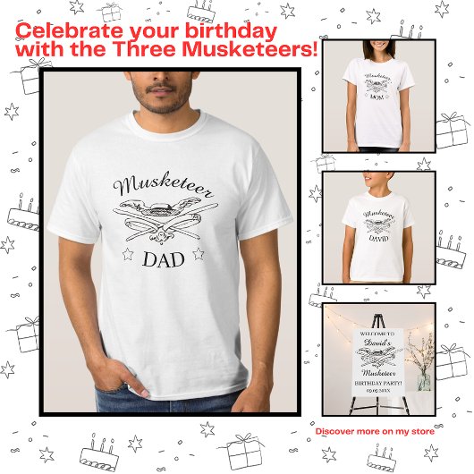 Drie Musketiers Dumas Ouder Papa Verjaardag T-shirt