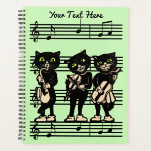 Drie Muzikale Zwarte Katten Instrumenten Bladmuzie Planner