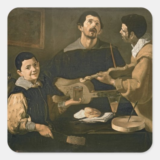 Drie muzikanten, 1618 vierkante sticker (Voorkant)