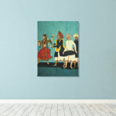 Drie muzikanten en een dansend meisje, Tanjore, Ta Canvas Afdruk (Insitu (Houten vloer))