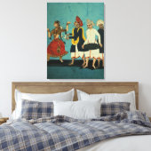 Drie muzikanten en een dansend meisje, Tanjore, Ta Canvas Afdruk (Insitu (Slaapkamer))