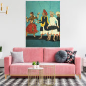 Drie muzikanten en een dansend meisje, Tanjore, Ta Canvas Afdruk (Insitu (Woonkamer))