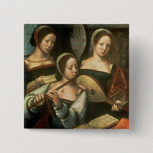 Drie muzikanten vierkante button 5,1 cm (Voorkant)