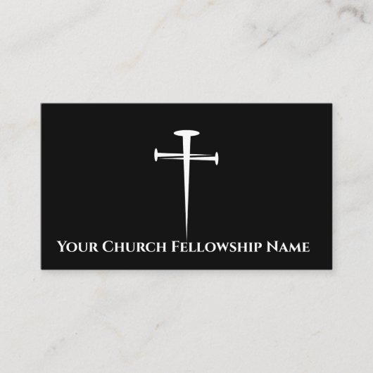 Drie Nagels Zwart Kruis Omtrek Kerk Pastor Visitekaartje (Voorkant)