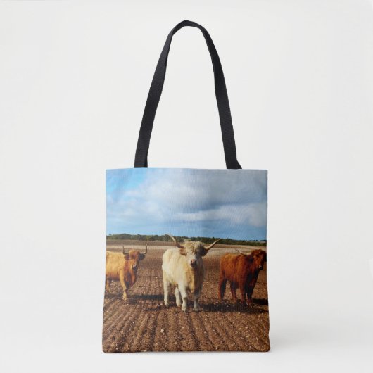 Drie Naughty Highland Koeien, Tas Shopping Bag. (Voorkant)