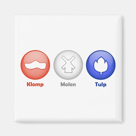 Drie Nederlandse pictogrammen Magneet (Voorkant)