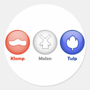 Drie Nederlandse pictogrammen Ronde Sticker
