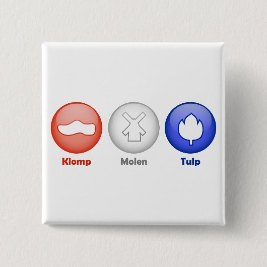 Drie Nederlandse pictogrammen Vierkante Button 5,1 Cm (Voorkant)
