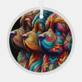 Drie Newf Heads Circle Glass Ornament (Achterkant)
