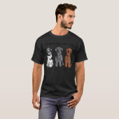 Drie Newfoundlandse honden Cartoon familie T-shirt (Voorkant volledig)