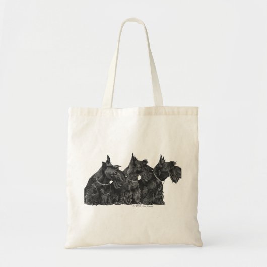 Drie nieuwsgierige Schotse Terriërs Tote Bag (Voorkant)