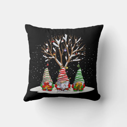 Drie Noordse gnomen en hun kerstboom Kussen (Achterkant)