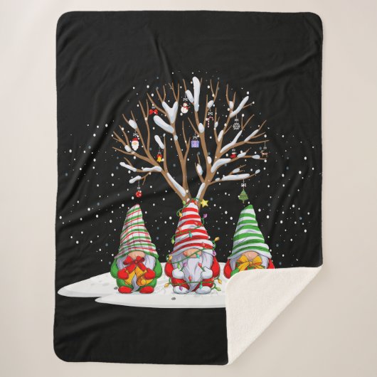 Drie Noordse gnomen en hun kerstboom Sherpa Deken (Voorkant)