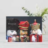 Drie nootmuskers op donkere achtergrond kaart (Staand voorkant)