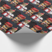 Drie notenkrakers op zwart verpakkingspapier cadeaupapier (Hoek)