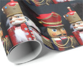 Drie notenkrakers op zwart verpakkingspapier cadeaupapier (Rol Hoek)