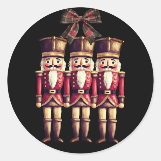 Drie notenkrakers rode klassieke ronde zolder ronde sticker (Voorkant)