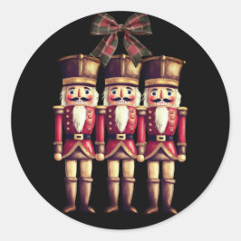 Drie notenkrakers rode klassieke ronde zolder sticker