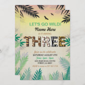 DRIE Oerwoud 3e verjaardag Safari ZOO Invite Kaart (Voorkant / Achterkant)