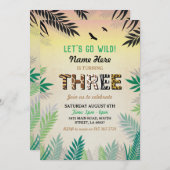 Drie Oerwoud 3e verjaardagsfeest Safari ZOO Uitnod Kaart (Voorkant / Achterkant)