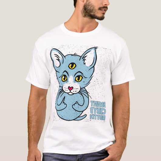 Drie-ogige Kitten Grappige Onbeleefde Kat Grunge K T-shirt (Voorkant)