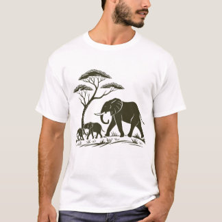 Drie Olifanten Silhouet Minimalistische Kunst T-shirt