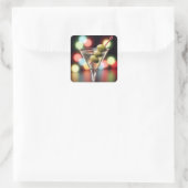 Drie olijven in een Martini glas Vierkante Sticker (Tas)