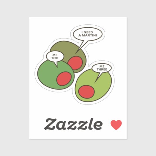 Drie olijven op maat gesneden vinyl Sticker (Vel)