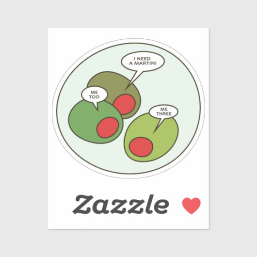 Drie olijven op maat gesneden vinyl Sticker (Vel)