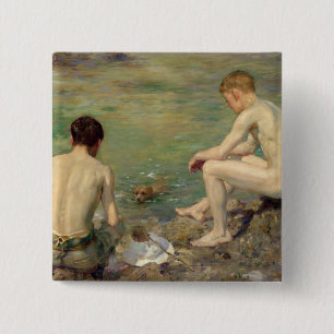 Drie ondernemingen vierkante button 5,1 cm