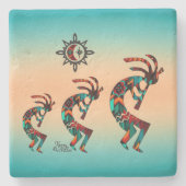 Drie Onderzetter van de Zuidwest Kokopelli Stone (Voorkant)