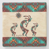 Drie Onderzetter van de Zuidwest Kokopelli Stone (Voorkant)