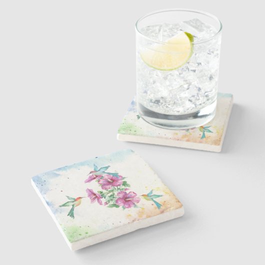 Drie Onderzetters van de Waterverf van Hummingvoge (Zijkant)