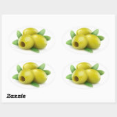 Drie ontpitte groene olijven ovale sticker (Vel)
