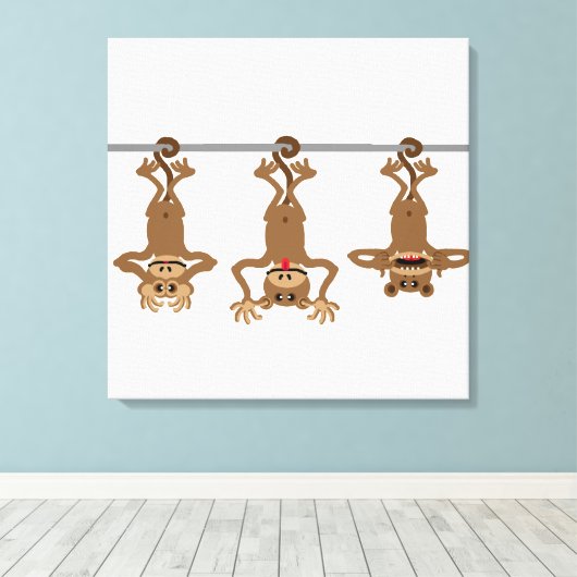 Drie onverstandige apen canvas afdruk (Insitu (Houten vloer))