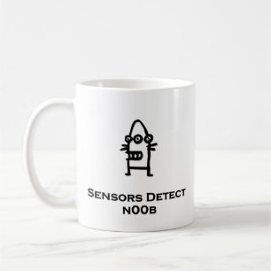 Drie oog bot sensoren detecteren n00b koffiemok