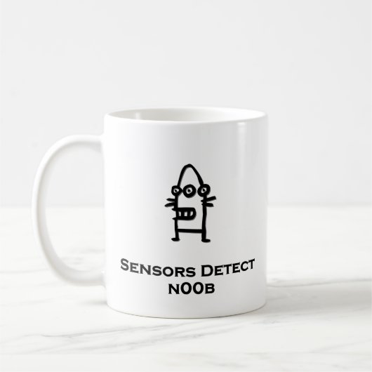 Drie oog bot sensoren detecteren n00b koffiemok (Links)