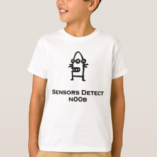 Drie oog bot sensoren detecteren n00b t-shirt