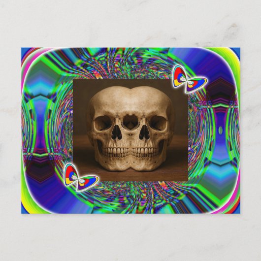 Drie oogige alien schedel briefkaart (Voorkant)