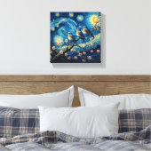 Drie Oosterse Blauwvogels Van Gogh Kunst Canvas Afdruk (Insitu (Slaapkamer))